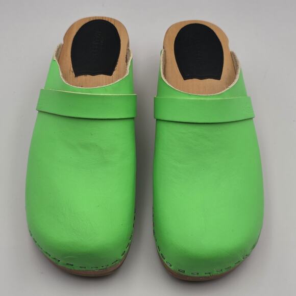 Swedish Hasbeens Husband Clogs Neon Green Size 40 - Picture 3 of 7